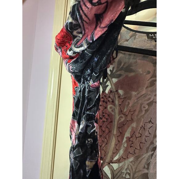 MSK Petite Velvet Burnout Beaded Kimono Jacket Size M Gypsy Floral Tassels - Picture 5 of 8